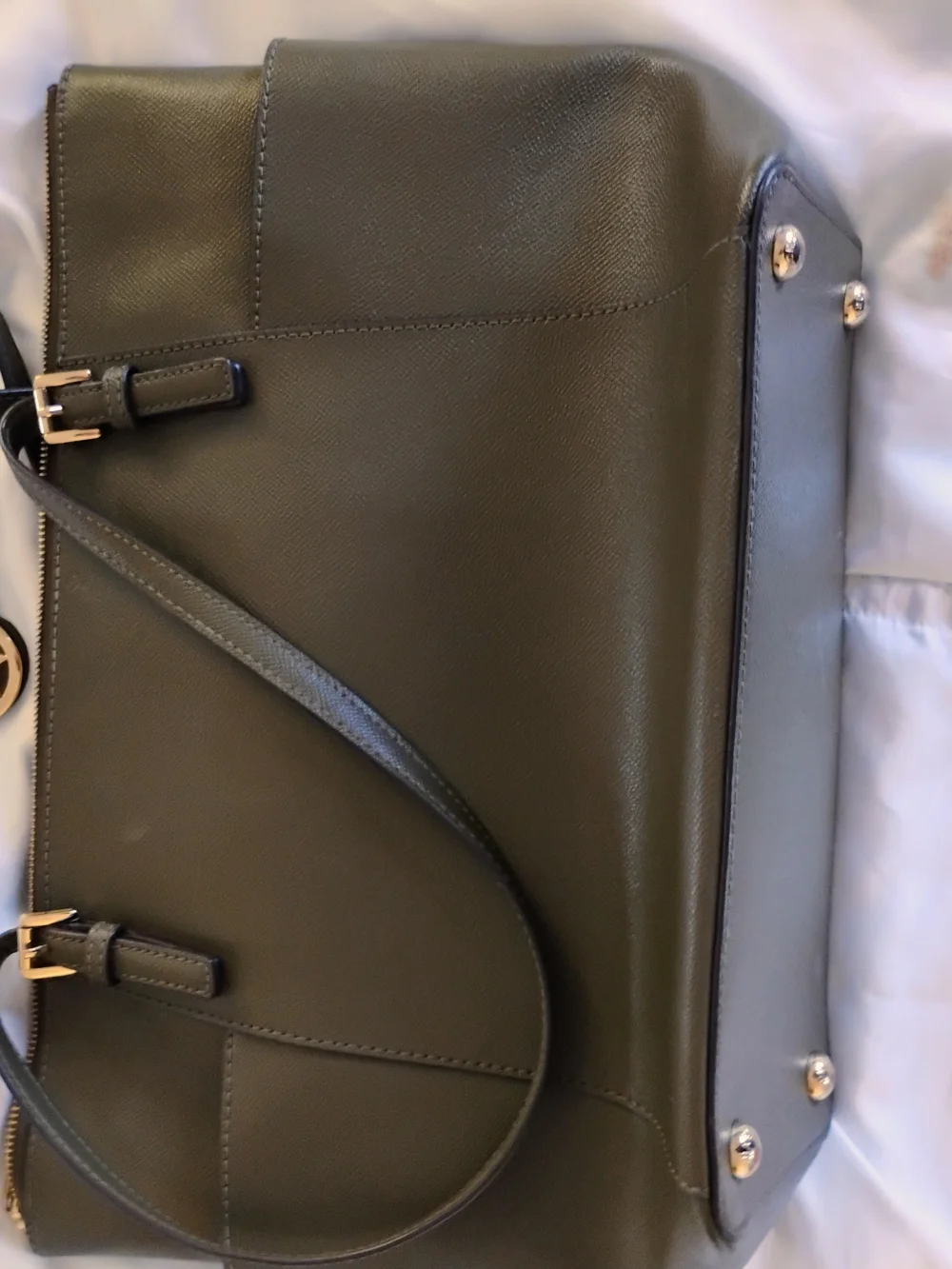 Michael Kors Voyager Medium Saffiano Leather Tote Bag in Olive Green